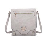 Fontanella Fashion Women's Sara Triple Zip Dual Compartments PU Crossbody Messenger Bag in Grey Fontanella Fashion Grey One Size