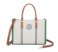 Fontanella Fashion Women's Structured Canvas Spacious Crossbody Shoulder Bag Circular Metallic Emblem Trendy Travel Handheld Purse (Green)