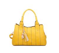 Fontanella Fashion Women's Structured Faux Leather Multi Compartment Crossbody Shoulder Bag Cute Cat Tassel Charm Travel Handheld Purse (Mustard)