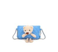 Fontanella Fashion Women's Teddy Bear Quilted Diamond Patterned Mini PU Leather Crossbody Bag in Blue