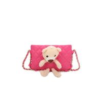 Fontanella Fashion Women's Teddy Bear Quilted Diamond Patterned Mini PU Leather Crossbody Bag in Fuchsia