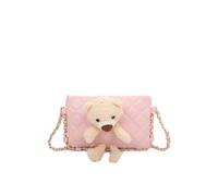 Fontanella Fashion Women's Teddy Bear Quilted Diamond Patterned Mini PU Leather Crossbody Bag in Pale Pink