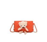 Fontanella Fashion Women's Teddy Bear Quilted Diamond Patterned Mini PU Leather Crossbody Bag in Tangerine