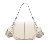 Fontanella Fashion Women's Textured Faux Leather Wide Patterned Crossbody Flap Closure Shoulder Handbag (Off-White)