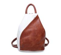 Fontanella Fashion Women's Vegan Leather Backpack Purse Contrasting Panel Asymmetrical Geometric Slouchy Travel Rucksack for Work Commute and Everyday Use