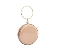 Fontanella Fashion Women's Vintage Style Gold-Tone Trim Keyring Round Enamel Compact Purse Clutch Bag (Gold)