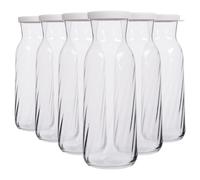 6x LAV White Lid 1.2L Fonte Optic Glass Carafes Clear Water Wine Decanter Bottle