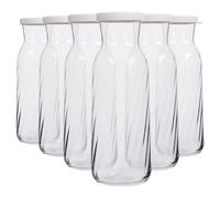 6x LAV White Lid 1.2L Fonte Optic Glass Carafes Clear Water Wine Decanter Bottle
