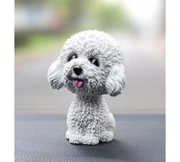 Fontee Car Beautiful Dog Nodding Swinging Dog Puppies Head Swinging Head Doll Interior Decoration Car Dashboard Vehicle Interior Decoration (Teddy White)