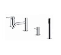 Fonthill Chrome Effect Surface-Mounted 4 Tap-Hole Shower Mixer Tap With Pull-Out Shower Head