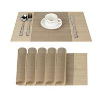 Fontic Placemats Non-Slip Washable Table Mats PVC Tear Resistant Heat Resistant Place Mats for Kitchen, Set of 6 Place Mats 30 x 45 cm