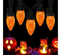 Fonusty 25Ft Orange Halloween String Lights Outdoor, C7 Strawberry Christmas Light with 25 LED Shatterproof Orange Lights, Plug in Fall Light for Halloween Patio Xmas Autumn Thanksgiving Decorations