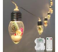 Fonusty Christmas Lights Indoor 6.8Ft 10 LED Christmas Snow Globe Lights Battery Operated with Timer, Xmas String Lights Indoor for Bedroom Porch Garden Party Fireplace Tree Xmas Decor