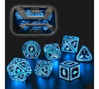 FONVGOGO Light up DND Dice Set Rechargeable,Cool LED D and D Dice 7pcs with Charging Box Polyhedral Dungeons and Dragons RPG Dice Set for Role Playing Table Game (Astral Shard Blue)
