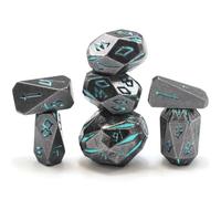 FONVGOGO Metal DND Dice Set with 7 Pieces for Dungeons and Dragons, Polyhedral Metal Dice Set DND with Case, Roleplaying Dice (Blue)