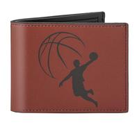 Fonwill Boys Wallet for Teens, Cool Kids Wallet for Boys Ages 4-5-6-7-8-9-10-11-12-13-14-15-16, Leather Wallet with Coin Pocket ID Window for Teen Youth Guys Gifts Christmas Birthday, Red Basketball