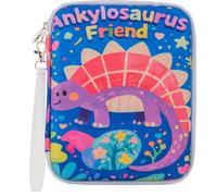 Fonwill Card Case for Yoto Cards,80-Pockets binder with Zipper,Portable Card Holder Book for Holding Mini Audiobook Cards,Suitable for Boys and Girls(Pink-Purple Dinosaur)
