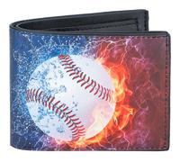 Fonwill Teen Boys Wallet, Cool kids wallet for Boys Ages 5-7 8-10 9-12 12-14.Funny Leather Bifold Rfid Blocking Wallets With Coin Pocket ld Window for Men Boy Birthday Christmas Gifts, Basball-Water