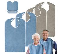 FONWUJIOT Pack of 4 Adult Bibs, 2*Blue+2*Brown, One Size