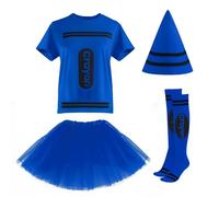 FONYFA Crayon T Shirt Halloween Costume-Blue-L