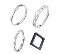 Fonyiunce 3 Pieces Ring Set for Men Women Silver 925 Stackable Ring Set, Engagement Rings Celebrities with Jewelry Box for Women Girlfriend Mom