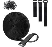 Fonyiunce Tape, 5 m x 5 cm, with 25 Metal Buckles, Free Cutting Length Cable Ties, Tape Roll Free Cutting Length, Strap Outdoor, Reusable, for Cables, Hoses