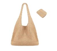 Fonyiunce Women's Beach Bag, Crochet Mesh Beach Bag, Do-nna Knitted Bags, Crochet Bag for Travel Shopping, dark khaki, L