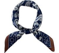 FONYVE 100% Mulberry Silk Scarf for Hair - 27" Square Head Scarf for Women - Lightweight Neck Scarf with Gift Packed, 11.paisley Navy, Medium