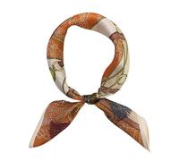 FONYVE 100% Mulberry Silk Scarfs for Women - Lightweight Square Satin Head Scarf - Small Silk Hair Scarf for Sleeping 21" x 21", 67 Chain Orange, S