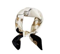 FONYVE 100% Mulberry Silk Scarfs for Women - Lightweight Square Satin Head Scarf - Small Silk Hair Scarf for Sleeping 21" x 21", 24 Golden Keys, S
