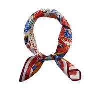 FONYVE 100% Mulberry Silk Scarfs for Women - Lightweight Square Satin Head Scarf - Small Silk Hair Scarf for Sleeping 21" x 21", 62 Color Painting, S