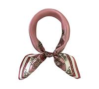 FONYVE 100% Mulberry Silk Scarfs for Women - Lightweight Square Satin Head Scarf - Small Silk Hair Scarf for Sleeping 21" x 21", 03 Chain Pink, S