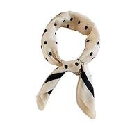 FONYVE Silk Feeling Scarf Medium Square Satin Head Scarf for Women 27.5 × 27.5 inches, 10 Wave Point Beige, Medium