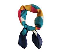 FONYVE Silk Feeling Scarf Medium Square Satin Head Scarf for Women 27.5 × 27.5 inches, 11 Oil Paint Blue, Medium