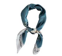 FONYVE Silk Feeling Scarf Medium Square Satin Head Scarf for Women 27.5 × 27.5 inches, 13 Flower Blue, Medium
