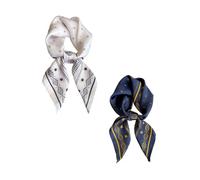 FONYVE Silk Feeling Scarf Medium Square Satin Head Scarf for Women 27.5 × 27.5 inches, 31 Paisley White & Blue, Medium