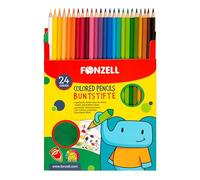 Fonzell Colouring Pencils 24 Colours - Triangular Colouring Pencils - Shatterproof Lead, Bright Colours, FSC Wood - for Children from 3 Years