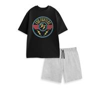 Foo Fighters Mens Black Lightning Short Sleeve Short Leg Pyjama Set | Music Band Sleepwear with Crew Neck | Comfortable Nightwear for Relaxing at Home Merch - Large