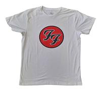 Foo Fighters Men's FF Logo Slim Fit T-Shirt White, White, Large