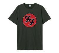 Foo Fighters T Shirt - Double F Logo Amplified Vintage Rocksax Charcoal XL