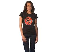 Foo Fighters T Shirt FF Band Logo Official Womens Skinny Fit Black L