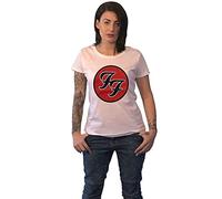 Foo Fighters T Shirt FF Band Logo Official Womens Skinny Fit White XS