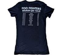 Foo Fighters Women's Break A Leg Skinny Fit Tour T-Shirt in Black | Size: Medium Foo Fighters Black M
