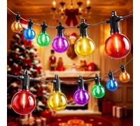 FOOAMN G40 IP65 Colour Mains Festoon String Lights 200FT/60M Garden Lights | Waterproof Patio Lights Shatterproof 80+4 Colour LED Bulbs, Extendable String Lighting for Large Venue Xmas Decor