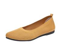 Fooceoute Women's Knitted Casual Ballet,Slip On Ballerina Women,Lightweight Knitted Ballet Flats,Simple Appearance,Wide Range of Uses,for Formal and Informal Occasions Yellow