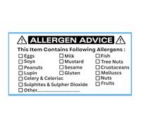 Food Allergen Warning Labels Stickers 6x3cm - 100pcs | Strong Adhesive Food Labels Stickers for Allergen Advice for Baking Catering Cake Making Small Business Commercial Kitchens | Allergy Label