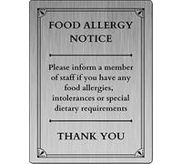 Food Allergy Dietary Requirements Notice Sign, Brushed Silver Metal