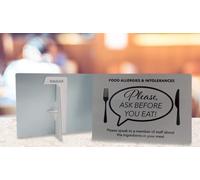 Food Allergy & Intolerances Sign A4 297x 210mm Please Ask Before You Eat Notice - Landscape (Silver)