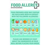 Food allergy or intolerance, safety poster sign - 1mm flexible Plastic sign (600mm x 400mm)