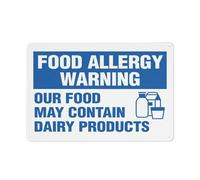 Food Allergy Warning Dairy Products Sign Sign, 8 X 12 Grade Reflective Sheeting Rust Free Aluminum, Weather Resistant, Waterproof, Easy To Mount